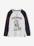 Top with Dog Animation Badge & Long Raglan Sleeves for Boys navy blue 