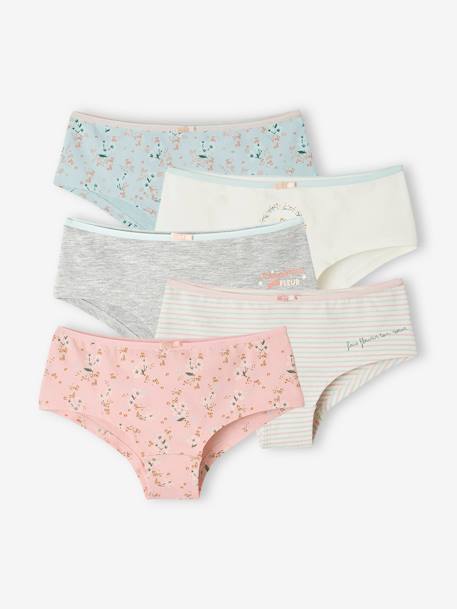 Pack of 5 Flower Shorties for Girls rosy 