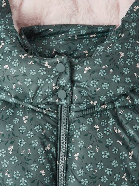 Printed Jacket with Hood & Polar Fleece Lining for Girls printed brown+printed green 