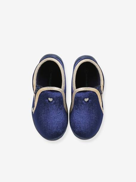 Velvety Indoor Shoes with Zip, for Babies blue 