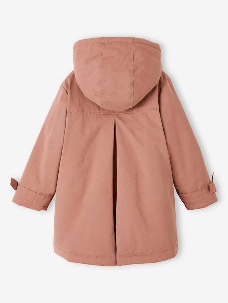 Hooded Parka in Chic Peachskin Effect Fabric for Girls dusky pink+navy blue 