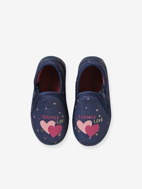 Fabric Indoor Shoes with Zip, for Babies blue 