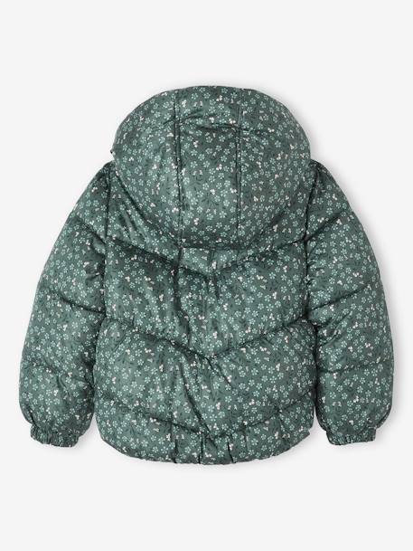 Printed Jacket with Hood & Polar Fleece Lining for Girls printed brown+printed green 