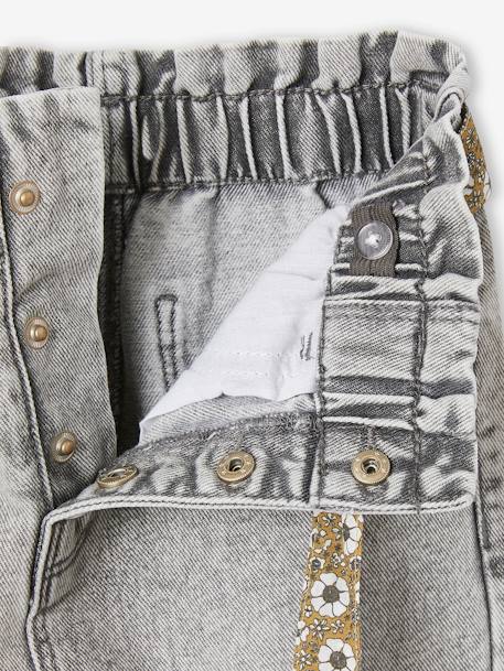 Paperbag Jeans + Floral Belt, for Girls BLUE DARK SOLID+BLUE DARK WASCHED+denim grey 