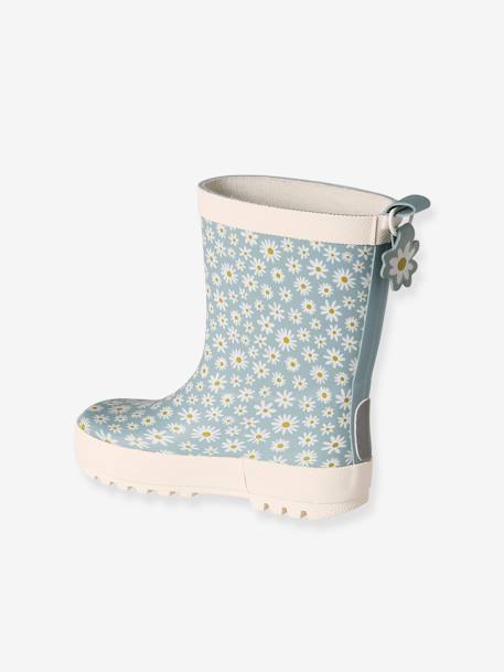 Printed Natural Rubber Wellies for Children, Designed for Autonomy printed blue 