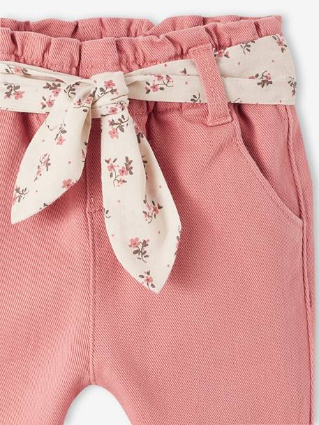 Trousers with Fabric Belt for Babies beige+Green+old rose 