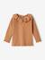 Wide Neck Rib Knit Top for Babies caramel+old rose 