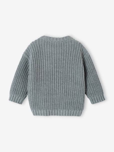 Rib Knit Jumper for Babies ecru+sage green 