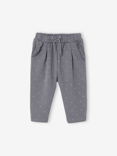 Fleece Trousers for Baby Girls Brown/Print+grey blue+rosy+sage green+WHITE MEDIUM ALL OVER PRINTED 