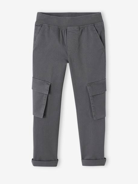 NARROW Hip Morphologik Cargo Trousers, Pull-Ons, for Boys bronze+slate grey 