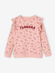 Girls-Cardigans, Jumpers & Sweatshirts-Sweatshirt with Ruffles & Message for Girls