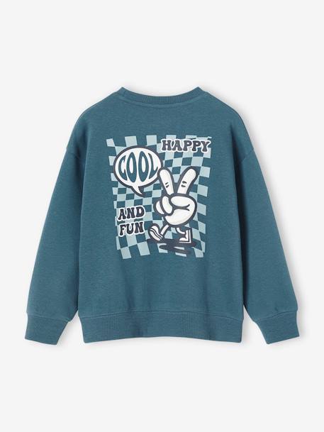 Sweatshirt with Fun Motif on the Back, for Boys chocolate+petrol blue 