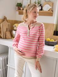 -Striped Grandad-Style Jumper, for Maternity & Nursing