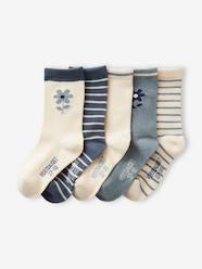 -Pack of 5 Pairs of Floral/Striped Socks for Girls