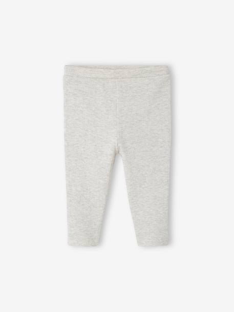 Basics Leggings in Rib Knit for Babies dusky pink+green+marl beige 