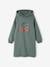 Fleece Dress with Hood & Fancy Details for Girls anthracite+green+grey blue+old rose+terracotta 