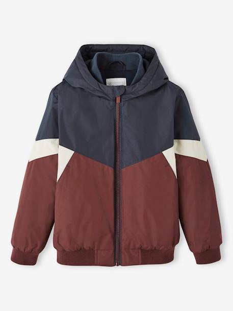 Colourblock Windcheater Jacket for Boys BEIGE DARK SOLID WITH DESIGN+bordeaux red 