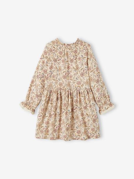 Floral Cotton Gauze Dress for Girls printed beige 