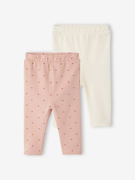 Pack of 2 Leggings for Babies rosy 