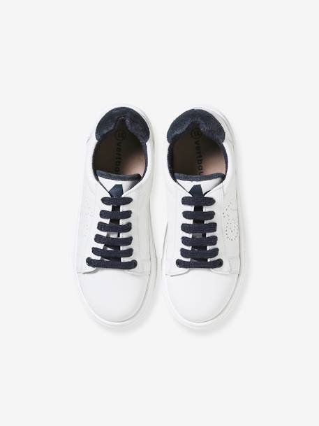 Leather Trainers for Children navy blue+white 