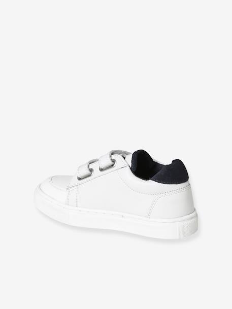 Leather Trainers for Children navy blue+white 