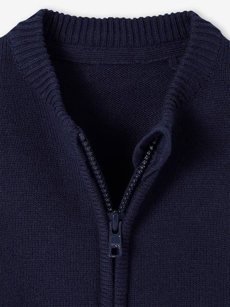 Zipped College-Style Cardigan for Babies navy blue 