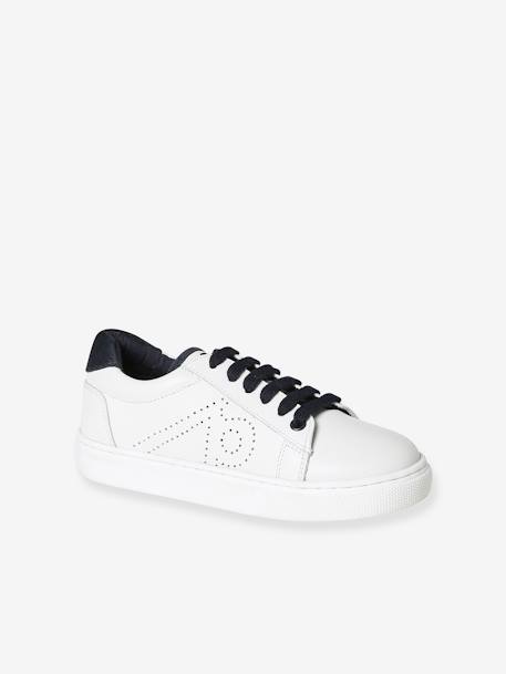 Leather Trainers for Children navy blue+white 