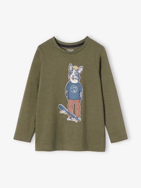 Fun Top with Sketch-Like Animal Motif for Boys caramel+khaki 