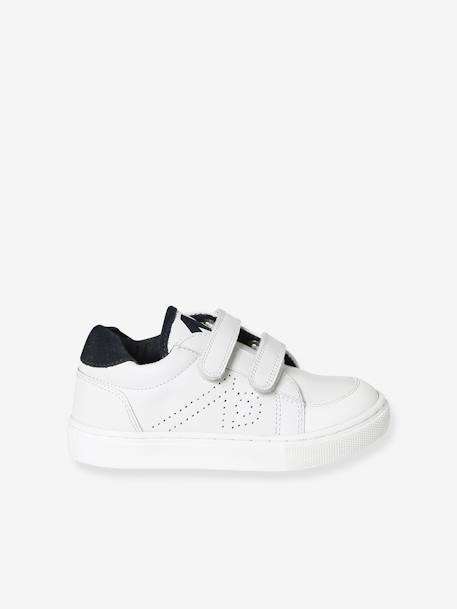 Leather Trainers for Children navy blue+white 