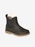 Leather Boots with Zip & Elastic for Girls black+brown+Pink+Shimmery Beige 