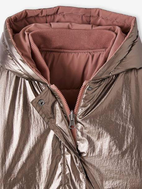 Reversible Hooded Parka, Metallised Effect of Padded, for Girls silver 