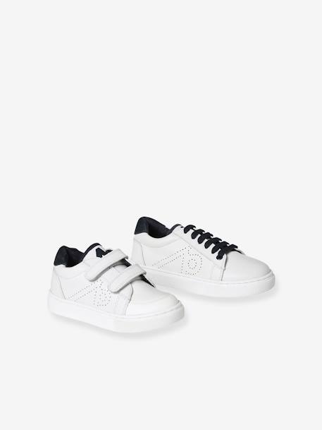 Leather Trainers for Children navy blue+white 