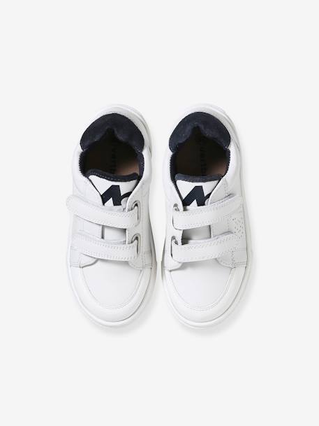 Leather Trainers for Children navy blue+white 