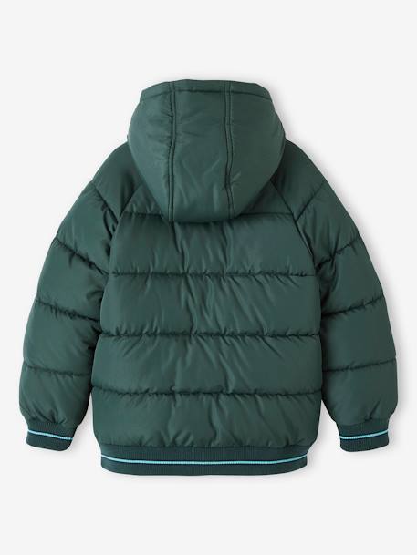 College-Style Padded Jacket with Polar Fleece Lining for Boys fir green+navy blue 