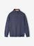 High Neck Jumper with Zip, for Boys fir green+marl blue 