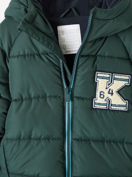 College-Style Padded Jacket with Polar Fleece Lining for Boys fir green+navy blue 