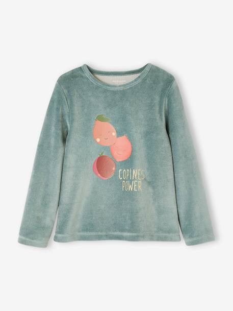 Fruit Pyjamas in Velour for Girls peach 