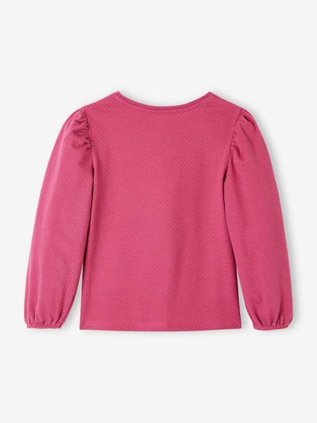 Fancy Textured Top with Long Puffy Sleeves for Girls purple clover 