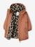 Hooded Parka with Faux Fur Lining for Girls black+dusky pink+green+khaki+old rose 