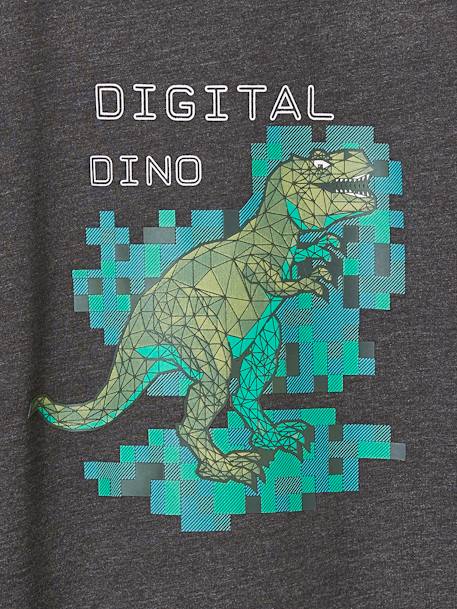 Digital Dino Top with Pixel Effect in Relief for Boys marl grey 