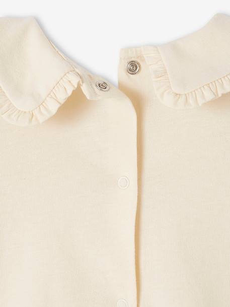 Long Sleeve Top with Peter Pan Collar, for Babies Beige+emerald green 