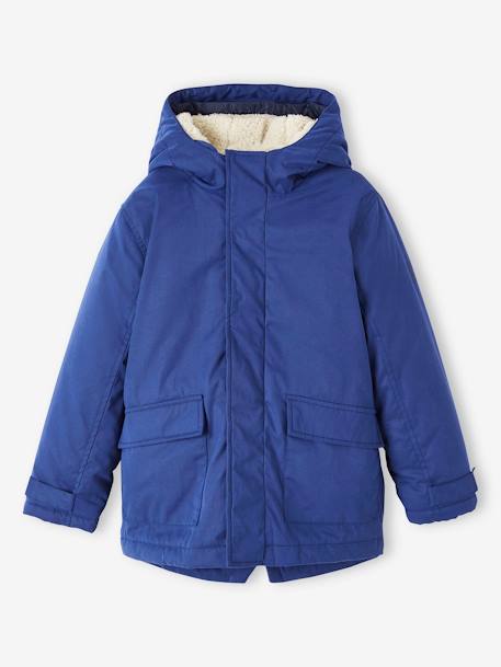 3-in-1 Parka with Removable Bodywarmer for Boys BLUE MEDIUM SOLID WITH DESIGN+BROWN DARK SOLID WITH DESIGN+electric blue+GREEN MEDIUM SOLID WITH DESIG+grey blue 