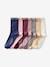 Pack of 7 Pairs of Socks in Lurex for Girls apricot+blue+old rose+rose 