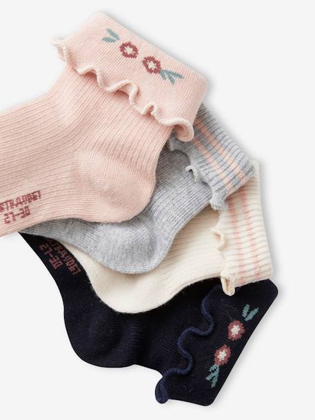 Pack of 4 Pairs of Fancy Socks for Girls ecru 