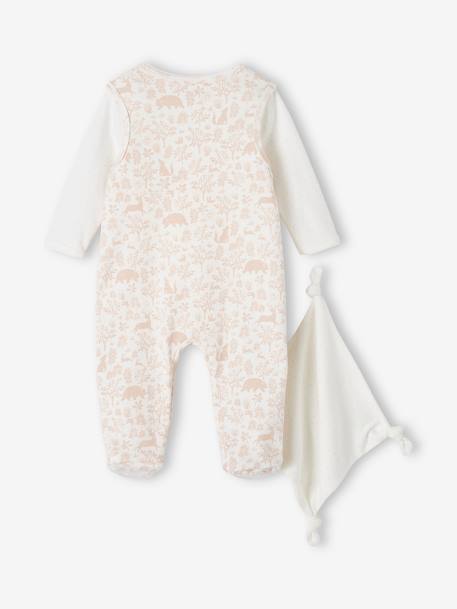 3-Piece Set for Newborns: Jumpsuit + Bodysuit + Comforter in Organic Cotton denim blue+rosy 