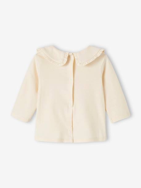 Long Sleeve Top with Peter Pan Collar, for Babies Beige+emerald green 