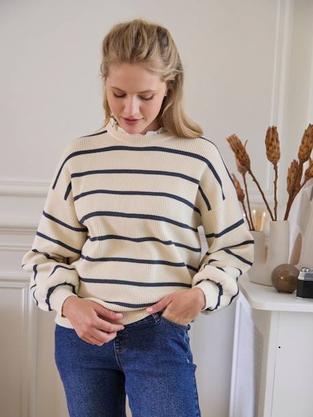 Striped Dual Fabric Jumper, Capsule Collection Mum-Daughter-Baby ecru 