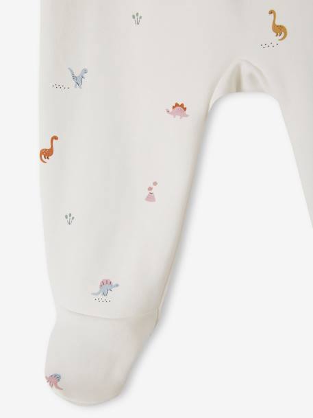 Pack of 2 Dinosaur Sleepsuits in Interlock Fabric for Babies terracotta 