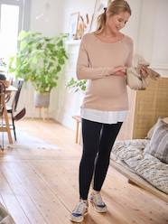 Maternity-Knitwear-Dual Fabric Jumper, Maternity & Nursing