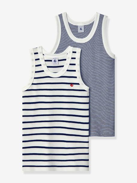 Pack of 2 Organic Cotton Tank Tops by Petit Bateau set blue 